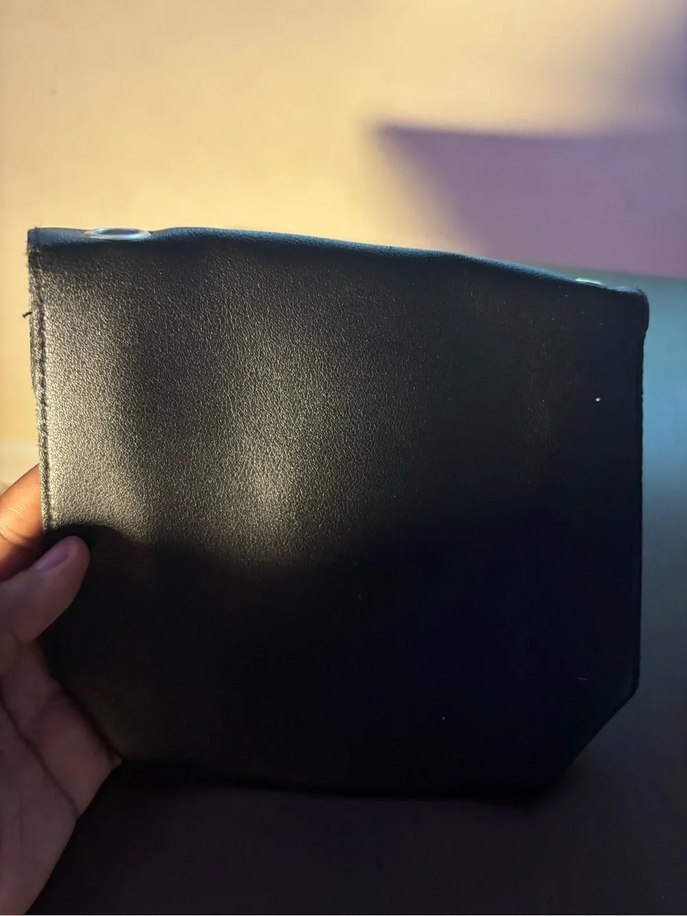 Black Faux Leather Clutch Purse | Gold- Tone Clasp | Missing Chain